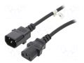 Cable; 3x1mm2; IEC C13 female,IEC C14 male; PVC; 3m; black; 10A GOOBAY WN112-3/10/3BK