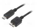 Cable; USB 3.0; USB B micro plug,USB C plug; nickel plated; 1m AKYGA AK-USB-44