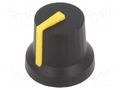 Knob; with pointer; rubber,plastic; Øshaft: 6mm; Ø16.8x14.5mm CLIFF K87MBR-B6MYEL