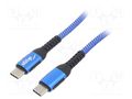 Cable; USB 2.0; USB C plug,both sides; nickel plated; 0.5m; blue AKYGA AK-USB-36