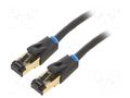 Patch cord; RJ45 plug,both sides; S/FTP; Cat 8; OFC; PVC; black; 1m VENTION IKABF