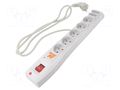 Plug socket strip: protective; Sockets: 7; 230VAC; 10A; grey HSK DATA ACAR-P7-1.5GY