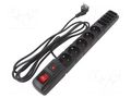 Plug socket strip: protective; Sockets: 10; 230VAC; 10A; black HSK DATA ACAR-S10-3B