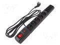 Plug socket strip: protective; Sockets: 10; 230VAC; 10A; black HSK DATA ACAR-S10-3B