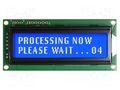 Display: LCD; alphanumeric; STN Negative; 16x2; blue; 80x36x13.5mm NEWHAVEN DISPLAY INTERNATIONAL NHD-0216K3Z-NWB3