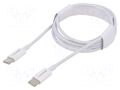 Cable; USB 2.0; USB C plug,both sides; 1m; white; 480Mbps; 60W QOLTEC QOLTEC-52359