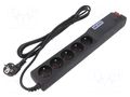 Plug socket strip: protective; Sockets: 5; 250VAC; 10A; black HSK DATA ACAR-504WF-3