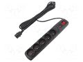 Plug socket strip: protective; Sockets: 5; 230VAC; 10A; black HSK DATA ACAR-F5-IEC-5B