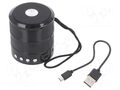 Speaker; black; microSD,USB B micro; Bluetooth 2.1 EDR; 10m; 3h GEMBIRD SPK-BT-08-BK