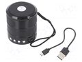 Speaker; black; microSD,USB B micro; 100Hz÷20kHz; 10m; 400mAh; 3h GEMBIRD SPK-BT-08-BK