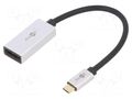 Adapter; DisplayPort 1.4,HDCP 2.2; gold-plated; 0.15m; black GOOBAY USBC-DP/F-0.15