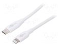 Cable; USB 2.0; Apple Lightning plug,USB C plug; 2m; white; 87W Goobay USBC-LIGHT-2.0WH