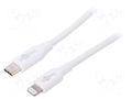 Cable; USB 2.0; Apple Lightning plug,USB C plug; 2m; white; 87W GOOBAY USBC-LIGHT-2.0WH