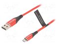 Cable; USB 2.0; USB A plug,USB B micro plug; 1.5m; red; 480Mbps VENTION COARG
