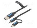 Cable; USB 2.0; USB A plug,USB B micro plug,USB C plug; 1m; 3A VENTION CQDBF