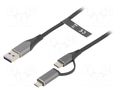 Cable; USB 2.0; USB A plug,USB B micro plug,USB C plug; 0.5m VENTION CQFHD