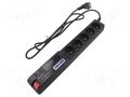 Plug socket strip: protective; Sockets: 5; 250VAC; 10A; black HSK DATA ACAR-504WF-1.5
