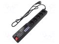 Plug socket strip: protective; Sockets: 5; 250VAC; 10A; black HSK DATA ACAR-504WF-1.5