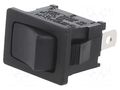 ROCKER; SP3T; Pos: 3; ON-OFF-ON; 10A/24VDC; black; none; RF; UL94V-2 SWITCH COMPONENTS RF1-1F-DC-2-B
