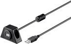 USB 2.0 Hi-Speed Extension Cable with Mounting Bracket, black, 2 m - USB 2.0 male (type A) > USB 2.0 female (type A) 93351