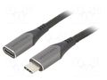 Cable; USB 3.1; USB C socket,USB C plug; 0.5m; black; 5Gbps; PVC VENTION TABHD