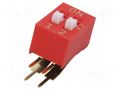 Switch: DIP-SWITCH; OFF-ON; 0.1A/50VDC; Pos: 2; -20÷85°C; THT; KAS E-SWITCH KAS2102E