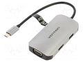 Hub USB; USB 3.0; PnP; grey; Number of ports: 4; 5Gbps; 0.15m; 100W VENTION TOAHB