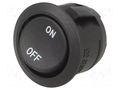 ROCKER; SPST; Pos: 2; ON-OFF; 10A/28VDC; black; none; RA; Body: black SWITCH COMPONENTS RA1-1A-DC-2-B-2