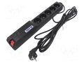 Plug socket strip: protective; Sockets: 5; 250VAC; 10A; black HSK DATA ACAR-504W-5