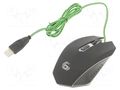 Mouse; black,green; USB A; optical,wired; DPI change button; 1.3m GEMBIRD MUSG-001-G