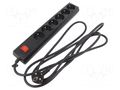 Extension lead; 3x1.5mm2; Sockets: 6; PVC; black; 3m; 16A JONEX PS-670WS/1.5-3.0BK