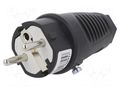 Connector: AC supply; male; plug; 2P+PE; 250VAC; 16A; Colour: black PCE 0521-SS
