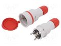 Connector: AC supply; male,female; socket,plug; 2P+PE; 250VAC; 16A PLASTROL W-98863