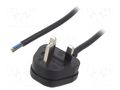 Cable; 3x1mm2; BS 1363 (G) plug,wires; PVC; 1m; black; 13A; 250V LIAN DUNG S23-3/10/1BK