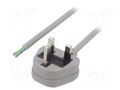 Cable; 3x1mm2; BS 1363 (G) plug,wires; PVC; 3m; grey; 13A; 250V LIAN DUNG S23-3/10/3GY