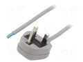 Cable; 3x1mm2; BS 1363 (G) plug,wires; PVC; 5m; grey; 13A; 250V LIAN DUNG S23-3/10/5GY