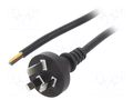 Cable; 3x0.75mm2; AS/NZS 3112 (I) plug,wires; PVC; 1m; black; 10A LIAN DUNG S27-3/07/1BK