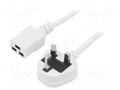 Cable; 3x1.5mm2; BS 1363 (G) plug,IEC C19 female; PVC; 3m; white LIAN DUNG SN317-3/15/3.0WH