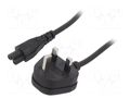 Cable; 3x0.75mm2; BS 1363 (G) plug,IEC C5 female; PVC; 1.8m; 3A LIAN DUNG SN33-3/07/1.8BK