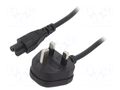 Cable; 3x0.75mm2; BS 1363 (G) plug,IEC C5 female; PVC; 1m; black LIAN DUNG SN33-3/07/1BK