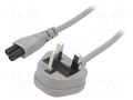 Cable; 3x0.75mm2; BS 1363 (G) plug,IEC C5 female; PVC; 5m; grey LIAN DUNG SN33-3/07/5GY