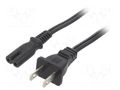 Cable; 2x18AWG; IEC C7 female,NEMA 1-15 (A) plug; PVC; 1m; black LIAN DUNG SN36-2/18/1BK