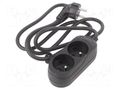 Extension lead; 3x1.5mm2; Sockets: 2; PVC; black; 1.5m; 16A JONEX PS-270/1.5-1.5BK