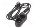 Extension lead; 3x1.5mm2; Sockets: 2; PVC; black; 3m; 16A JONEX PS-270/1.5-3.0BK