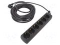 Extension lead; 3x1.5mm2; Schuko; Sockets: 6; PVC; black; Len: 10m JONEX PS-670S/1.5.10.0BK