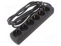 Extension lead; 3x1.5mm2; Schuko; Sockets: 6; PVC; black; Len: 3m JONEX PS-670S/1.5-3.0BK