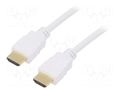 Cable; HDMI plug,both sides; PVC; 2m; white; HDCP 2.2,HDMI 1.4 Goobay GOOBAY-60907