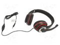 Headphones with microphone; black,red; Jack 3,5mm; headphones GEMBIRD MHS-03-BKRD