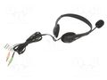 Headphones with microphone; black; Jack 3,5mm x2; 1.8m; 32Ω GEMBIRD MHS-123