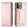 Magnet Card Case for iPhone 13 Pro Max Pouch Card Wallet Card Holder Pink, Hurtel 5907769342455 5907769342455